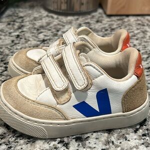Veja Kids' White, Blue, and Brown Sneakers
